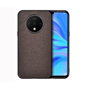 For OnePlus 7T Shockproof Cloth Texture PC+ TPU Protective Case(Brown)