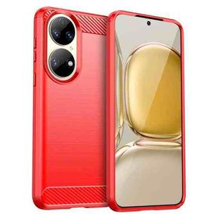 For Huawei P50 Brushed Texture Carbon Fiber TPU Case(Red)