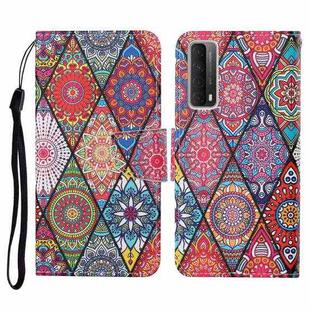 For Huawei P smart 2021 Colored Drawing Pattern Horizontal Flip Leather Case with Holder & Card Slots & Wallet & Lanyard(Rhombus Totem)