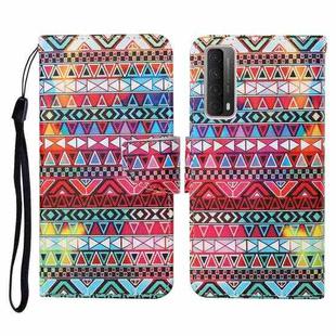 For Huawei P smart 2021 Colored Drawing Pattern Horizontal Flip Leather Case with Holder & Card Slots & Wallet & Lanyard(Tribal Ethnic Style)