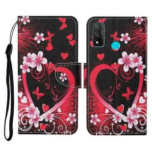 For Huawei P smart 2020 Colored Drawing Pattern Horizontal Flip Leather Case with Holder & Card Slots & Wallet & Lanyard(Red Heart)