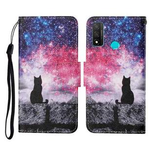 For Huawei P smart 2020 Colored Drawing Pattern Horizontal Flip Leather Case with Holder & Card Slots & Wallet & Lanyard(Starry Cat)