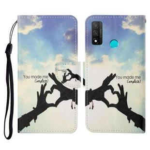 For Huawei P smart 2020 Colored Drawing Pattern Horizontal Flip Leather Case with Holder & Card Slots & Wallet & Lanyard(Love Gesture)