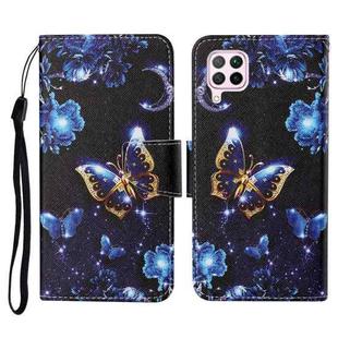 For Huawei P40 lite Colored Drawing Pattern Horizontal Flip Leather Case with Holder & Card Slots & Wallet & Lanyard(Moon Butterfly)