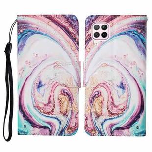 For Huawei P40 lite Colored Drawing Pattern Horizontal Flip Leather Case with Holder & Card Slots & Wallet & Lanyard(Whirlpool Marble)