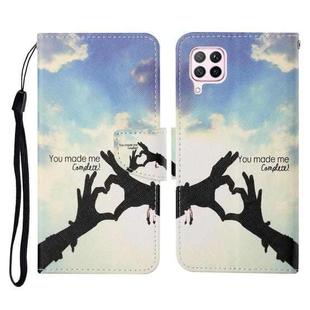 For Huawei P40 lite Colored Drawing Pattern Horizontal Flip Leather Case with Holder & Card Slots & Wallet & Lanyard(Love Gesture)