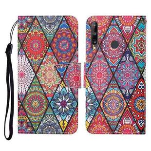 For Huawei P40 lite E Colored Drawing Pattern Horizontal Flip Leather Case with Holder & Card Slots & Wallet & Lanyard(Rhombus Totem)