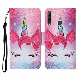 For Huawei P40 lite E Colored Drawing Pattern Horizontal Flip Leather Case with Holder & Card Slots & Wallet & Lanyard(Eyelash Unicorn)