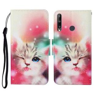 For Huawei P40 lite E Colored Drawing Pattern Horizontal Flip Leather Case with Holder & Card Slots & Wallet & Lanyard(Squint Cat)