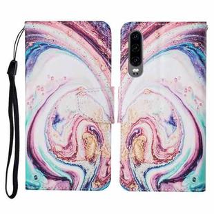 For Huawei P30 Colored Drawing Pattern Horizontal Flip Leather Case with Holder & Card Slots & Wallet & Lanyard(Whirlpool Marble)