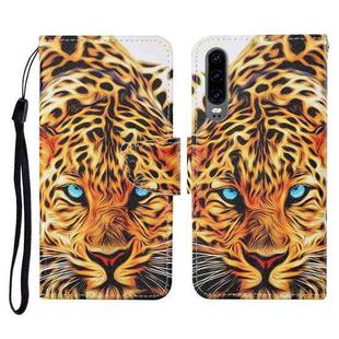 For Huawei P30 Colored Drawing Pattern Horizontal Flip Leather Case with Holder & Card Slots & Wallet & Lanyard(Yellow Leopard)