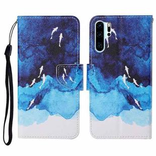 For Huawei P30 Pro Colored Drawing Pattern Horizontal Flip Leather Case with Holder & Card Slots & Wallet & Lanyard(Watercolor Fish)