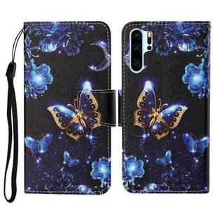 For Huawei P30 Pro Colored Drawing Pattern Horizontal Flip Leather Case with Holder & Card Slots & Wallet & Lanyard(Moon Butterfly)