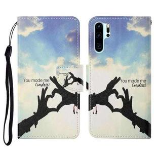 For Huawei P30 Pro Colored Drawing Pattern Horizontal Flip Leather Case with Holder & Card Slots & Wallet & Lanyard(Love Gesture)