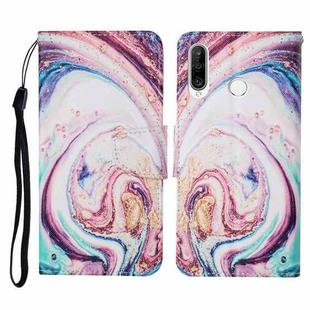 For Huawei P30 lite Colored Drawing Pattern Horizontal Flip Leather Case with Holder & Card Slots & Wallet & Lanyard(Whirlpool Marble)