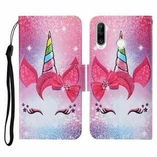 For Huawei P30 lite Colored Drawing Pattern Horizontal Flip Leather Case with Holder & Card Slots & Wallet & Lanyard(Eyelash Unicorn)