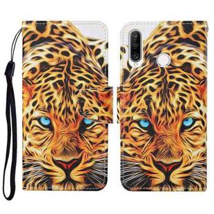 For Huawei P30 lite Colored Drawing Pattern Horizontal Flip Leather Case with Holder & Card Slots & Wallet & Lanyard(Yellow Leopard)