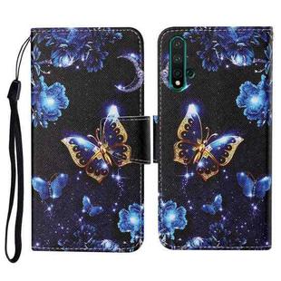 For Honor 20 Colored Drawing Pattern Horizontal Flip Leather Case with Holder & Card Slots & Wallet & Lanyard(Moon Butterfly)