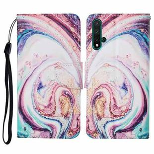 For Honor 20 Colored Drawing Pattern Horizontal Flip Leather Case with Holder & Card Slots & Wallet & Lanyard(Whirlpool Marble)
