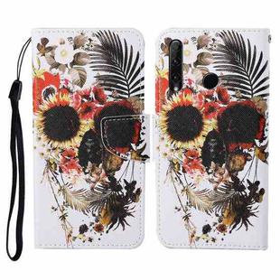 For Honor 20i / 10i / 20 lite Colored Drawing Pattern Horizontal Flip Leather Case with Holder & Card Slots & Wallet & Lanyard(Flower Skull)