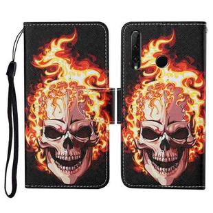 For Honor 20i / 10i / 20 lite Colored Drawing Pattern Horizontal Flip Leather Case with Holder & Card Slots & Wallet & Lanyard(Flame Skull)