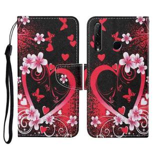 For Honor 20i / 10i / 20 lite Colored Drawing Pattern Horizontal Flip Leather Case with Holder & Card Slots & Wallet & Lanyard(Red Heart)