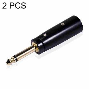 2 PCS LZ1168G Gilded 6.35mm Mono Male to XRL Male Audio Adapter Microphone Stereo Speaker Connector