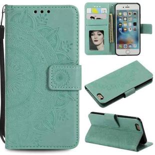 Totem Flower Embossed Horizontal Flip TPU + PU Leather Case with Holder & Card Slots & Wallet For iPhone 6(Green)