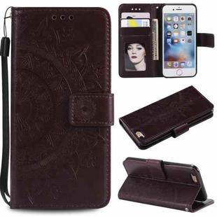 Totem Flower Embossed Horizontal Flip TPU + PU Leather Case with Holder & Card Slots & Wallet For iPhone 6(Brown)