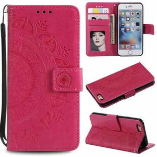 Totem Flower Embossed Horizontal Flip TPU + PU Leather Case with Holder & Card Slots & Wallet For iPhone 6(Red)