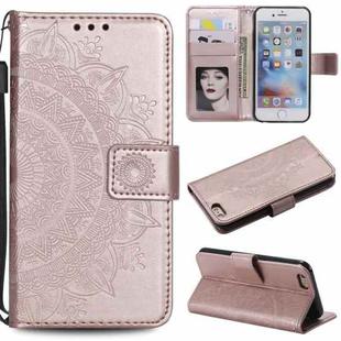 Totem Flower Embossed Horizontal Flip TPU + PU Leather Case with Holder & Card Slots & Wallet For iPhone 6 Plus(Rose Gold)