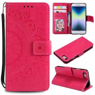 For iPhone SE 2022 / SE 2020 / 8 / 7 Totem Flower Embossed Horizontal Flip TPU + PU Leather Case with Holder & Card Slots & Wallet(Red)