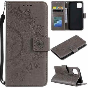 For iPhone 11 Totem Flower Embossed Horizontal Flip TPU + PU Leather Case with Holder & Card Slots & Wallet (Grey)