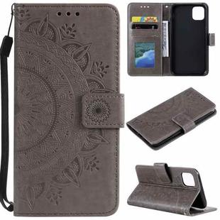 For iPhone 11 Pro Totem Flower Embossed Horizontal Flip TPU + PU Leather Case with Holder & Card Slots & Wallet (Grey)