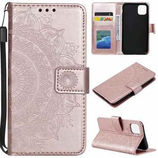 For iPhone 11 Pro Totem Flower Embossed Horizontal Flip TPU + PU Leather Case with Holder & Card Slots & Wallet (Rose Gold)