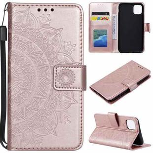 For iPhone 12 mini Totem Flower Embossed Horizontal Flip TPU + PU Leather Case with Holder & Card Slots & Wallet (Rose Gold)