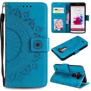 For LG G3 Totem Flower Embossed Horizontal Flip TPU + PU Leather Case with Holder & Card Slots & Wallet(Blue)
