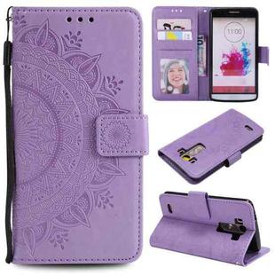 For LG G3 Totem Flower Embossed Horizontal Flip TPU + PU Leather Case with Holder & Card Slots & Wallet(Purple)