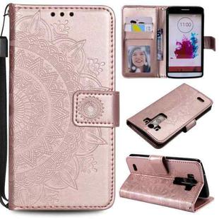 For LG G3 Totem Flower Embossed Horizontal Flip TPU + PU Leather Case with Holder & Card Slots & Wallet(Rose Gold)