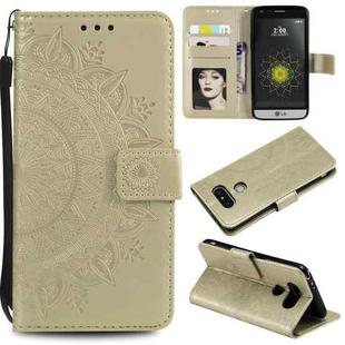 For LG G5 Totem Flower Embossed Horizontal Flip TPU + PU Leather Case with Holder & Card Slots & Wallet(Gold)