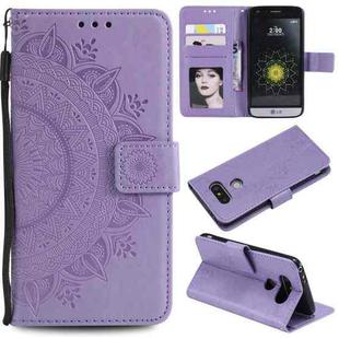 For LG G5 Totem Flower Embossed Horizontal Flip TPU + PU Leather Case with Holder & Card Slots & Wallet(Purple)