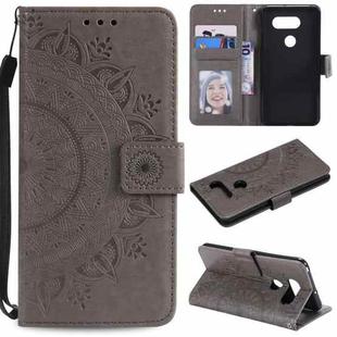 For LG G8s ThinQ Totem Flower Embossed Horizontal Flip TPU + PU Leather Case with Holder & Card Slots & Wallet(Grey)
