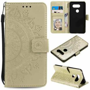 For LG G8s ThinQ Totem Flower Embossed Horizontal Flip TPU + PU Leather Case with Holder & Card Slots & Wallet(Gold)