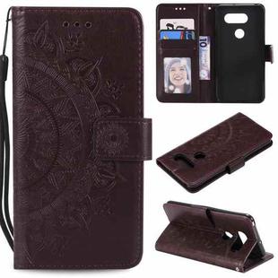 For LG G8s ThinQ Totem Flower Embossed Horizontal Flip TPU + PU Leather Case with Holder & Card Slots & Wallet(Brown)