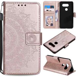 For LG G8s ThinQ Totem Flower Embossed Horizontal Flip TPU + PU Leather Case with Holder & Card Slots & Wallet(Rose Gold)