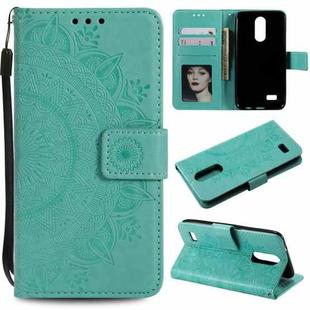 For LG K4 (2017) (US Version) Totem Flower Embossed Horizontal Flip TPU + PU Leather Case with Holder & Card Slots & Wallet(Green)