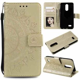 For LG K4 (2017) (US Version) Totem Flower Embossed Horizontal Flip TPU + PU Leather Case with Holder & Card Slots & Wallet(Gold)