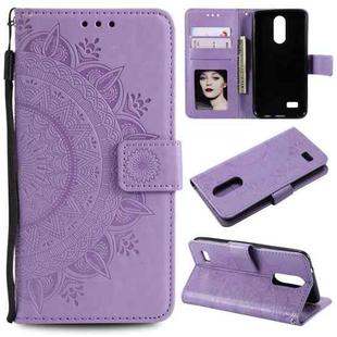 For LG K4 (2017) (US Version) Totem Flower Embossed Horizontal Flip TPU + PU Leather Case with Holder & Card Slots & Wallet(Purple)