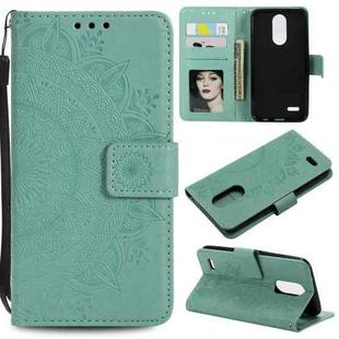 For LG K8 (2017) (EU Version) Totem Flower Embossed Horizontal Flip TPU + PU Leather Case with Holder & Card Slots & Wallet(Green)