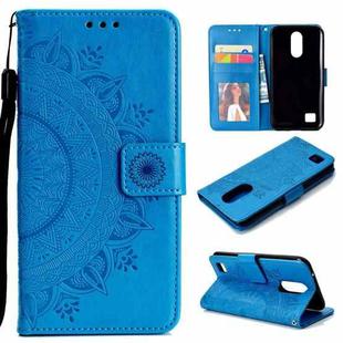For LG K10 (2017) (EU / US Version)  Totem Flower Embossed Horizontal Flip TPU + PU Leather Case with Holder & Card Slots & Wallet(Blue)